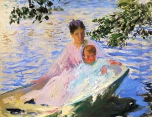 Study for 'Mother and Child in a Boat" by Edmund Charles Tarbell