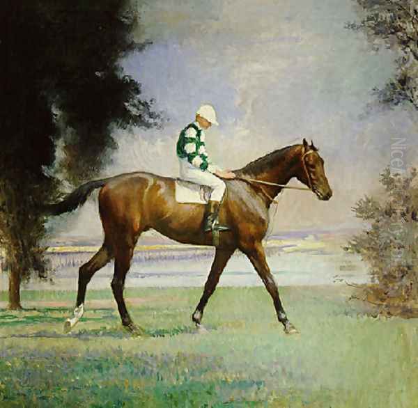 Thoroughbred with Jockey up - view 1