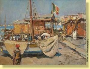 Vue D'un Port En Italie by Gennaro Villani