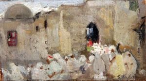Gennarovillani Mercato Arabo 
Olio Su Tavola Cm 10x17firmato In Basso A Destra: G. Villani by Gennaro Villani
