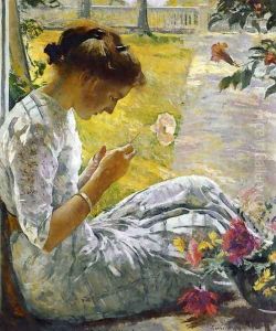 Mercie Cutting Flowers by Edmund Charles Tarbell