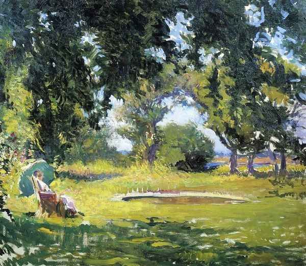 Seated Woman by a Pond - view 1