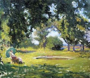 Seated Woman by a Pond by Edmund Charles Tarbell