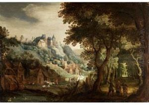 Landschaft Mit Waldrand, Dorf
Und Burg Auf Einer Anhohe by David Vinckboons I