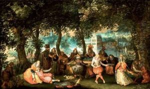 Elegante Assemblee Jouant De La Musique Dans Un Parc