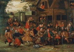 Nachfolge Die Bauernkirmes. Ol 
Auf Holz. H 27; B 38 Cm. Nach Einer Auf P. Brueghel D. A. Zuruckgehenden
 Komposition by David Vinckboons I