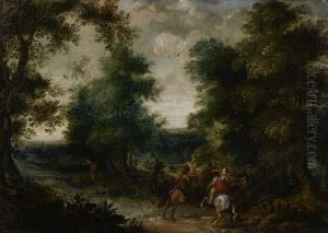 Reiteruberfall Im Wald. by David Vinckboons I