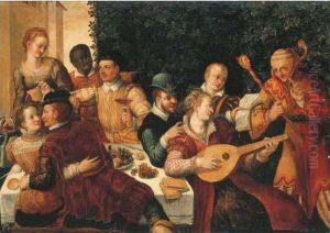 The Five Senses: A Merry Company Seated Around A Table In Agarden