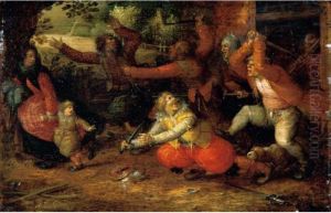 Peasants Driving Out A Rich Family From A House by David Vinckboons I