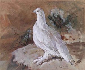A Ptarmigan resting by Archibald Thorburn