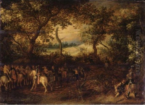 An Officer Preparing His Troops For An Ambush - view 1