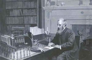 Lord Lilford in his study by Archibald Thorburn