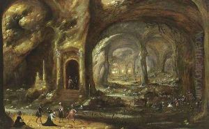 A Cave with Soldiers Capturing a Woman 1641
