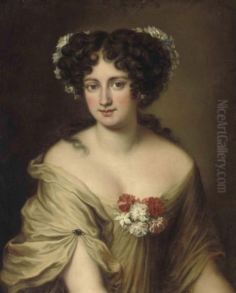 Portrait Of Contessa Ortensia
Ianni Stella, Bust-length, In Anivory Chemise, With Flowers In Her Hair - view 1