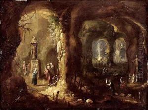 Grotto with Statues and Numerous Figures Worshipping Idols St Simeon Stylites, c.1640