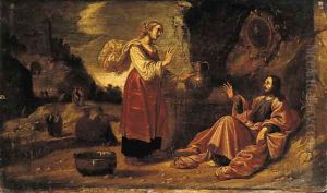 Christ and the woman of Samaria by Rombout Van Troyen