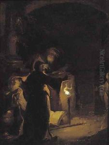 Witchcraft in an archway by Rombout Van Troyen