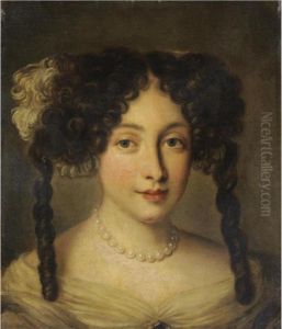Portrait Of A Lady, Bust-length, Wearing A Pearl Necklace