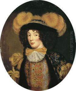 Portrait D'homme En Buste, Portant Un Chapeau A Plumes