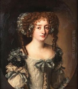 Portrait Of Hortense Mancini, 
Duchess Of Mazarin, Half-length, In A Pale Blue Dress With Blue And 
Black Bows