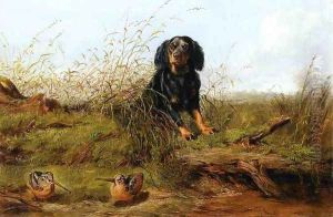 Cocker Spaniel and Woodcock by Arthur Fitzwilliam Tait
