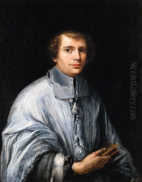 Ritratto Di Prelato A Mezza 
Figura Con Berretta Nera E Abitobordato Di Pelliccia E Rivestito Da 
Stola Di Lino, Con Un Breviarioin Mano - view 1
