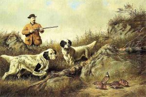 Amos F. Adams Shooting Over Gus Bondher and Son, Count Bondher by Arthur Fitzwilliam Tait