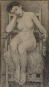 Sitzender Weiblicher Akt by Heinrich Vogeler