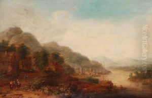 A Panoramic Landscape With Figures Byan Estuary