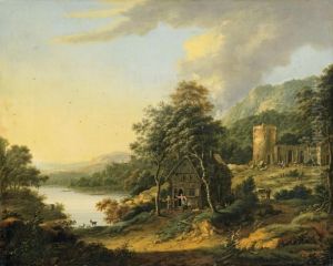 Landschaft Mit Hutte,turmruine Und Figuren by Johann Christian Vollerdt or Vollaert
