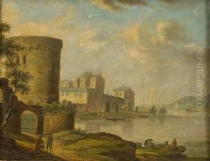Landschaft Mit Spaziergangern Vor Angrenzender Stadt by Johann Christian Vollerdt or Vollaert