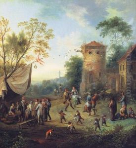 Village Day by Johann Christian Vollerdt or Vollaert