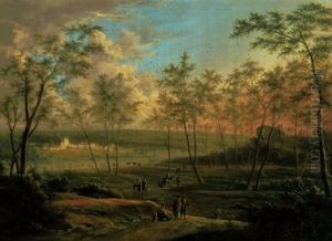 Ampio Paesaggio Con Figure by Johann Christian Vollerdt or Vollaert