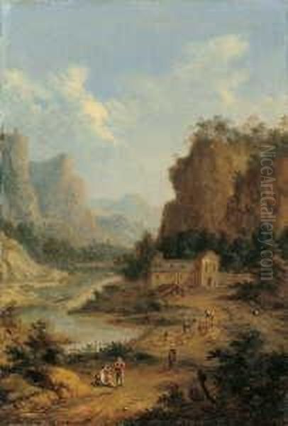Flusslandschaft Mit Hirten Und Fischern - view 1