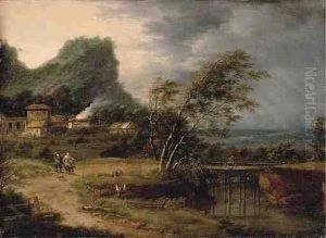 A River Landscape With Figures A River Landscape With Figures