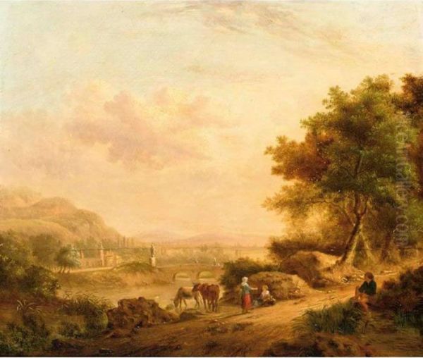 A River Landscape With Figures Resting - view 1