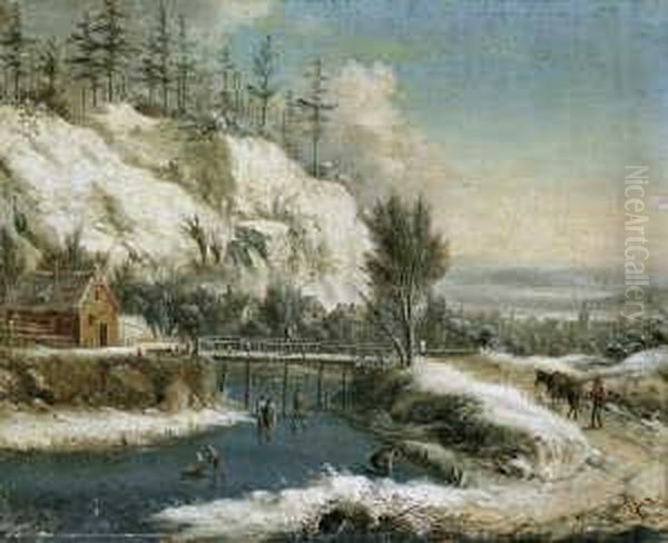 Winterlandschaft Mit Eislaufern.
Signiert Unten Links: Vollerd. Verso (auf Dem Keilrahmen) Bezeichnet:
Vollaerdt. Ol Auf Leinwand. H 21; B 26 Cm. - view 1