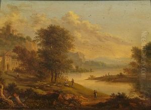 Figures In A Classical Capriccio Landscape