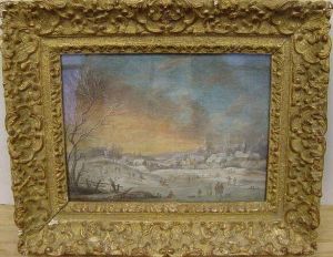 Skaters Frolicking In A Winter Wonderland by Johann Christian Vollerdt or Vollaert