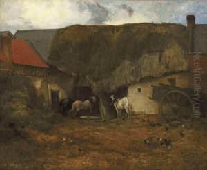 Horses By A Stable Horses By A Stable