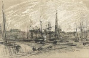 The Harbour Of Antwerp by Antoine Vollon