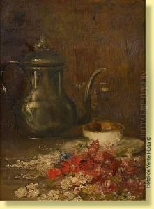 Nature Morte A La Cafetiere Et Jetee De Fleurs by Antoine Vollon