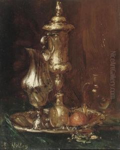A Still Life With Goblet And Glasses by Antoine Vollon