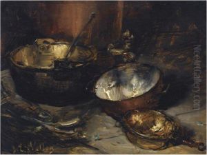 A Still Life With Copper Pans by Antoine Vollon