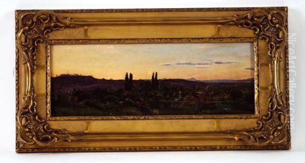 Paysage. Huile Sur Toilesignee. 15x39,5 Cm. Bg - view 1