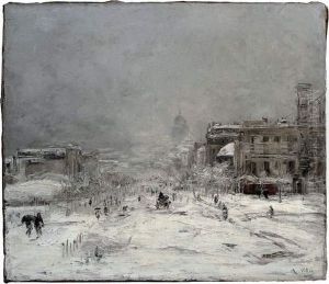 Paris. L'avenue De L'observatoire Sous La Neige.. by Antoine Vollon