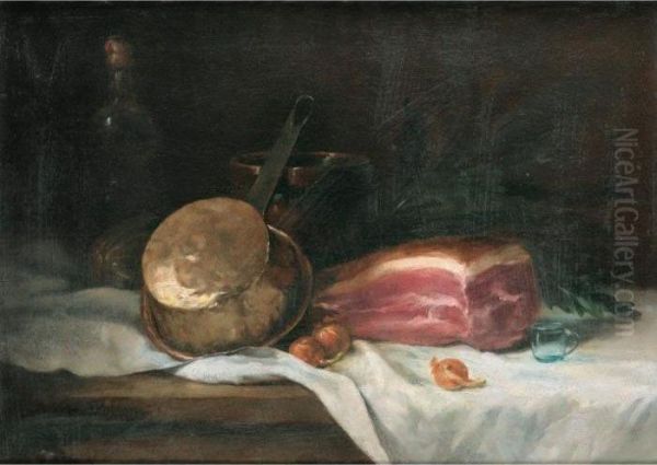 Nature Morte Au Jambon [ ; Still Life With Ham ; Oil On Canvas ; Signed And Dated '71.] - view 1