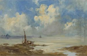 Boats On An Estuary by Antoine Vollon