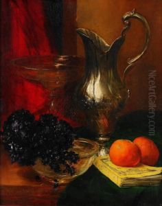 Nature Morte A L'aiguillere Et Au Bouquet De Violettes by Antoine Vollon