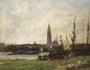 A View Of Antwerp by Antoine Vollon
